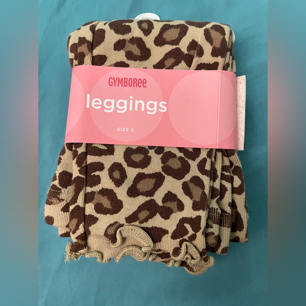 NWT VTG 2005 BTS Summer Gymboree Leopard Print Leggings with Ruffle Hem Sz 5
